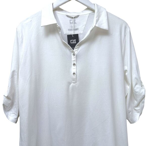 NEW Cutter & Buck White Polo Shirt Womens XXL Elbow Sleeve Drytec Cotton Top NWT - Picture 8 of 13